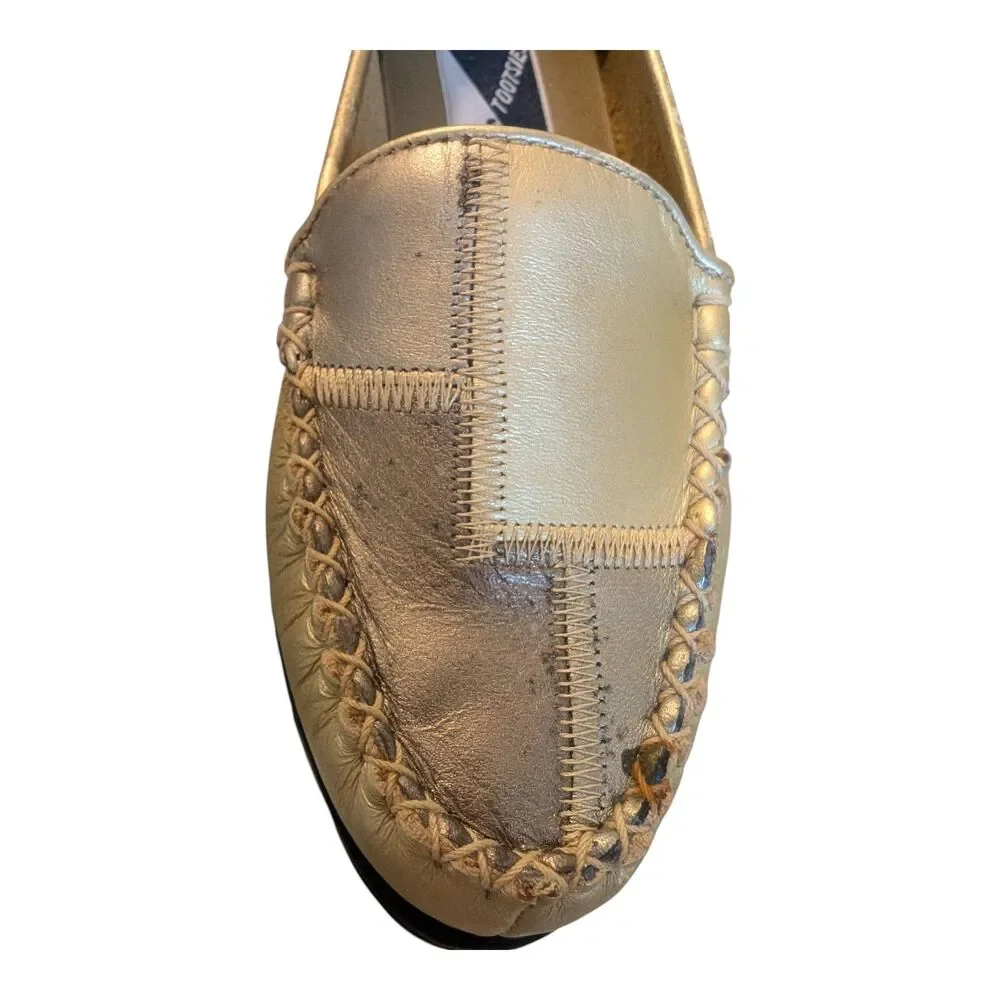 Mootsies Tootsies Metallic Patchwork Leather Loafers Womens 6M Distressed Casual